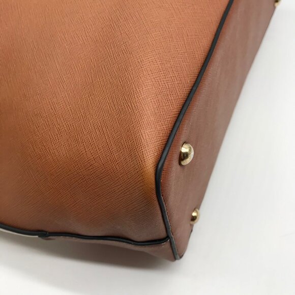Elim & Paul White & Brown Colorblock Tote Bag - Picture 9 of 11